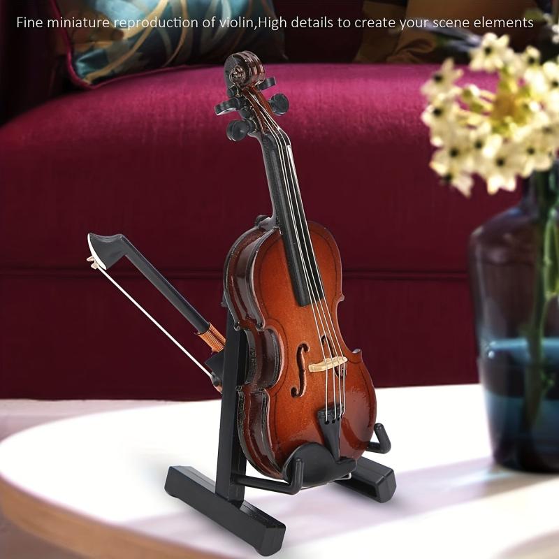 Mini Violin Model with Stand and Case - Decorative Musical Instrument Ornaments