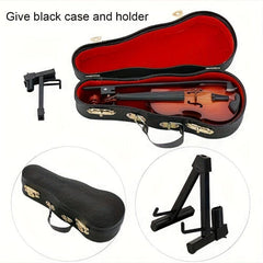 Mini Violin Model with Stand and Case - Decorative Musical Instrument Ornaments