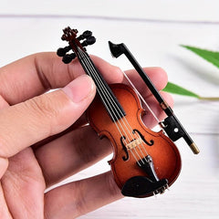 Mini Violin Model with Stand and Case - Decorative Musical Instrument Ornaments