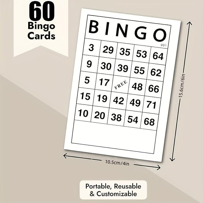 60 Reusable Bingo Cards for Kids & Adults - Ideal for Parties & Events