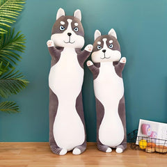 Gray Husky Long Pillow Plush Toy - Halloween Decor