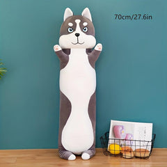 Gray Husky Long Pillow Plush Toy - Halloween Decor