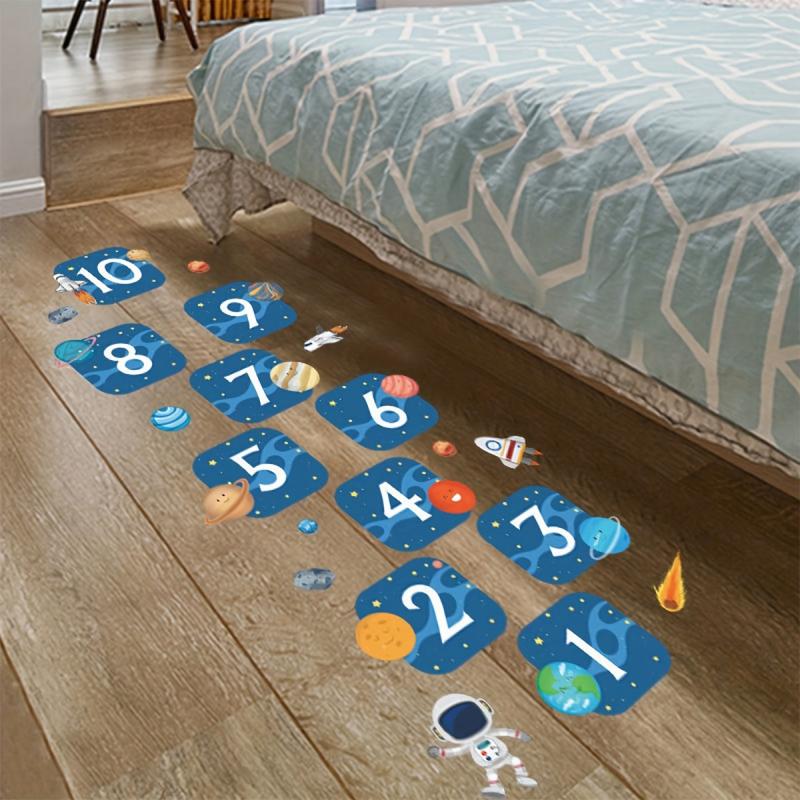 Cartoon Hopscotch Space Planet Astronaut Floor Stickers
