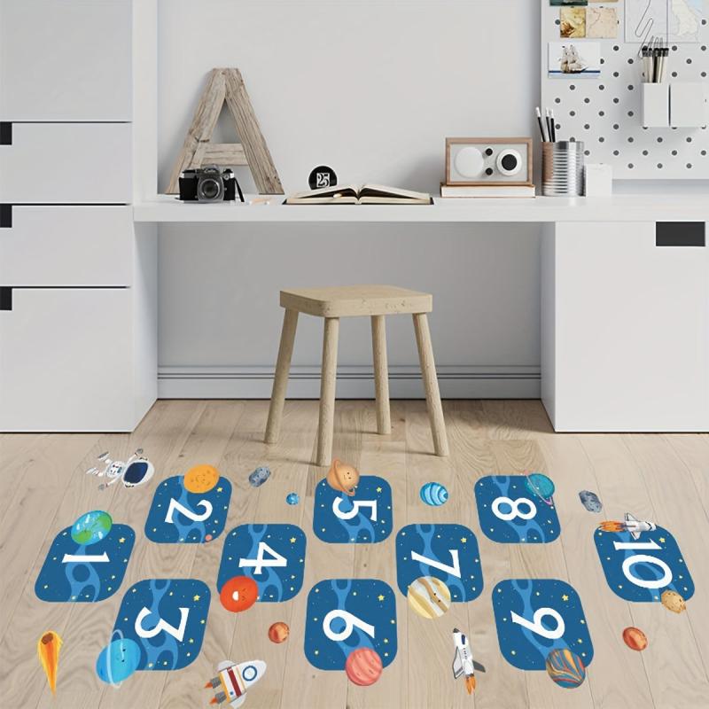 Cartoon Hopscotch Space Planet Astronaut Floor Stickers