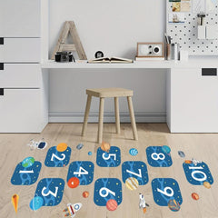 Cartoon Hopscotch Space Planet Astronaut Floor Stickers