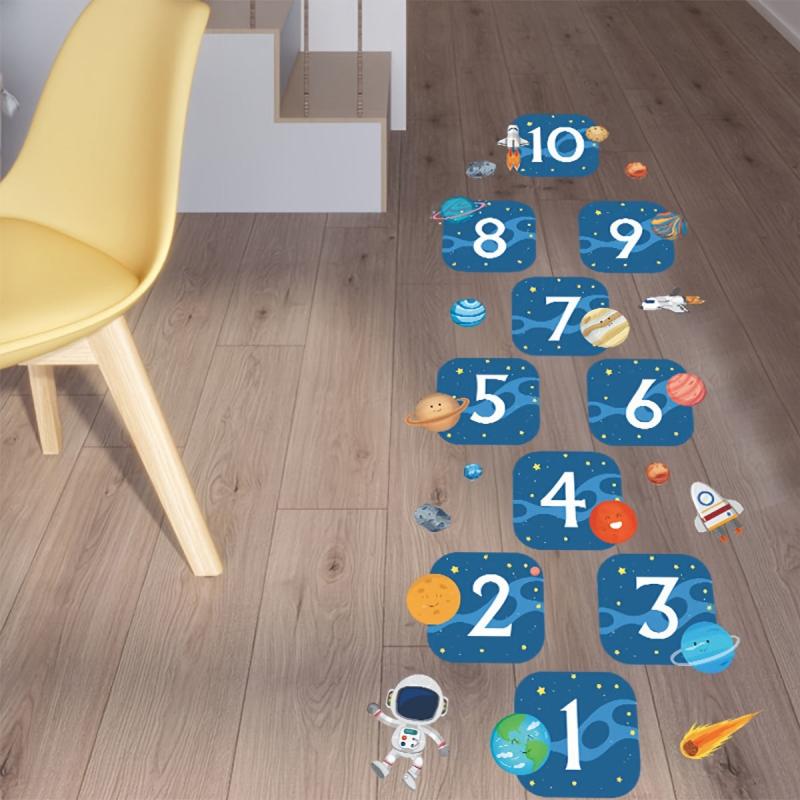 Cartoon Hopscotch Space Planet Astronaut Floor Stickers