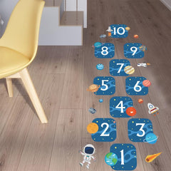Cartoon Hopscotch Space Planet Astronaut Floor Stickers