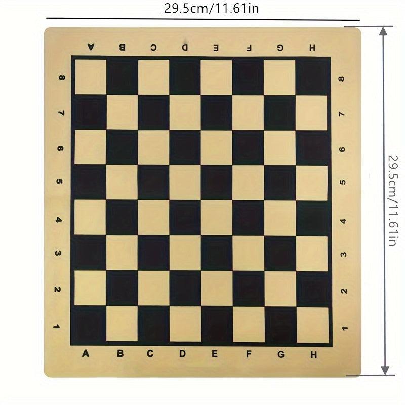 17-inch PU Leather Chessboard Chess Pieces and Folding Checkers Set