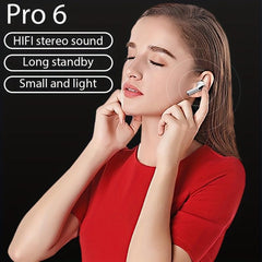 PRO6 Waterproof Wireless Earbuds Hi-fi Stereo Headphones for iPhone Android