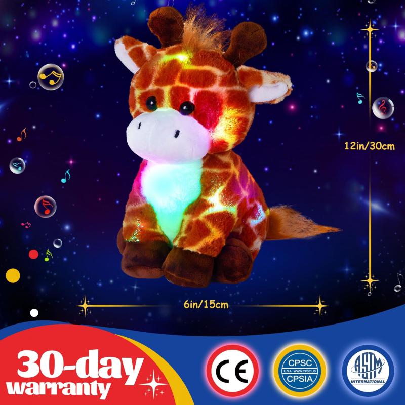 Luminous Music Sitting Giraffe Plush Toy 12in
