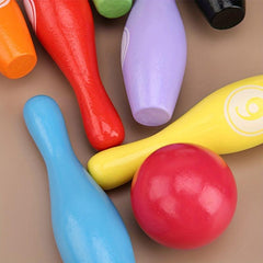 Wooden Bowling Toys Set for Toddlers, Indoor Outdoor Game Gift for Kids