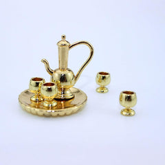 12 Mini Saucer Tea Set Cup Kettle Board Toy Doll House Mini Accessories