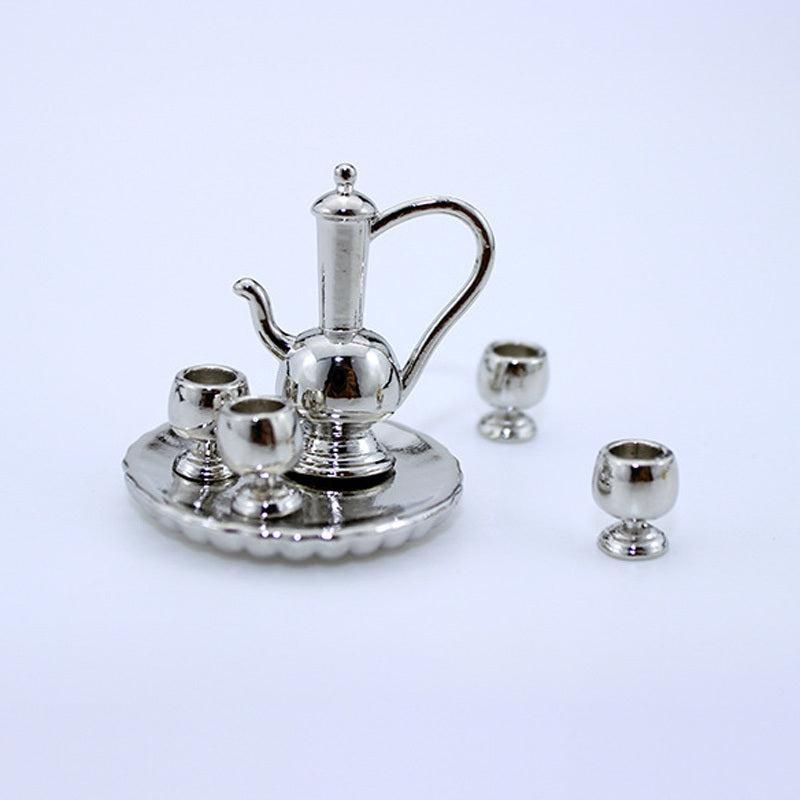 12 Mini Saucer Tea Set Cup Kettle Board Toy Doll House Mini Accessories