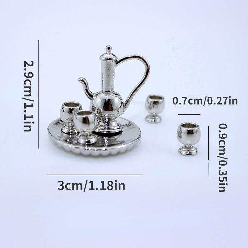 12 Mini Saucer Tea Set Cup Kettle Board Toy Doll House Mini Accessories