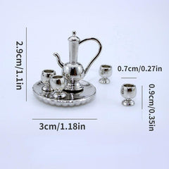 12 Mini Saucer Tea Set Cup Kettle Board Toy Doll House Mini Accessories