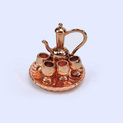 12 Mini Saucer Tea Set Cup Kettle Board Toy Doll House Mini Accessories