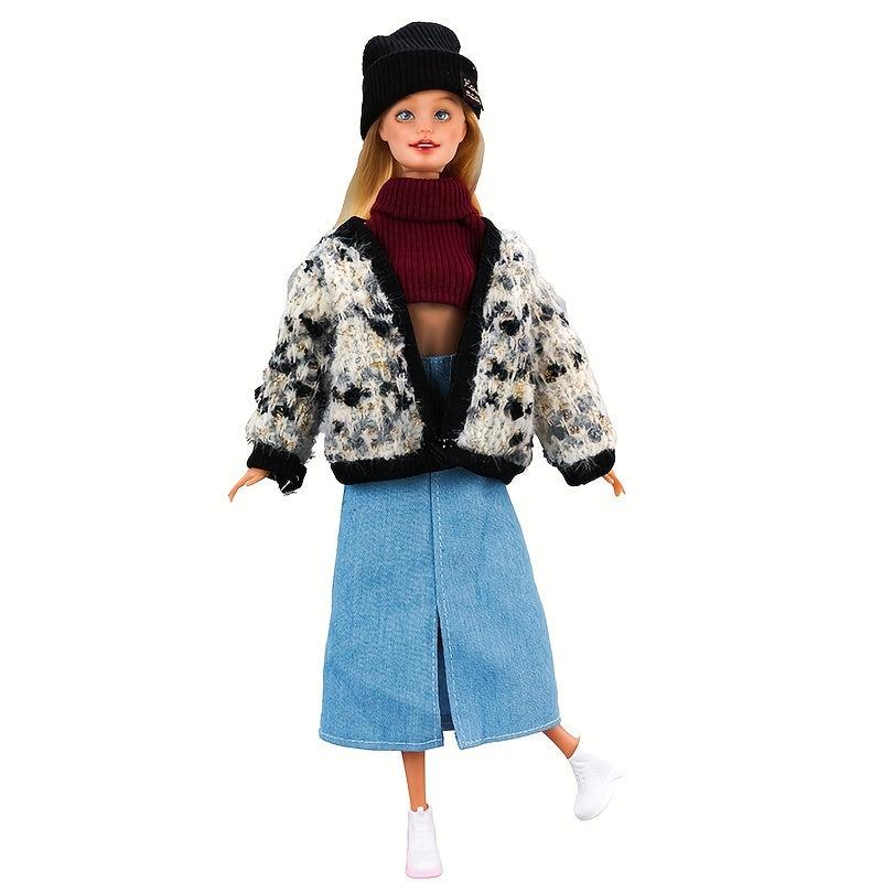 8 Inch Doll Coat Skirt Shirt Cap Set Halloween Thanksgiving Christmas Gift