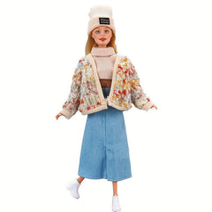 8 Inch Doll Coat Skirt Shirt Cap Set Halloween Thanksgiving Christmas Gift