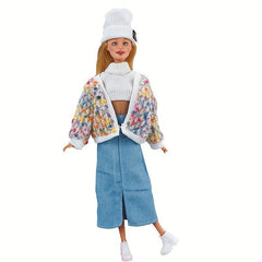 8 Inch Doll Coat Skirt Shirt Cap Set Halloween Thanksgiving Christmas Gift