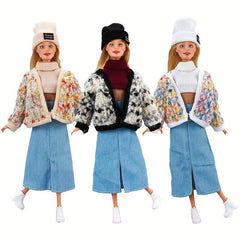 8 Inch Doll Coat Skirt Shirt Cap Set Halloween Thanksgiving Christmas Gift