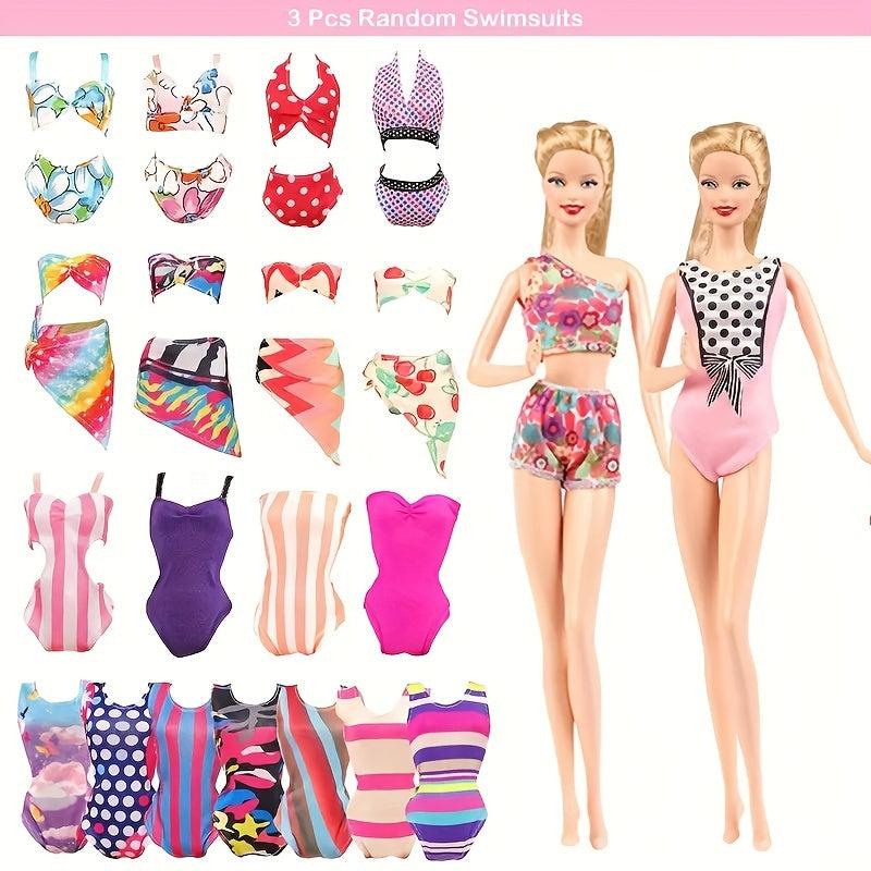 30-50pcs Doll Clothes Set: 15 Dresses, 5 Gowns, 5 Bikinis, 5 Outfits, 15 Shoes