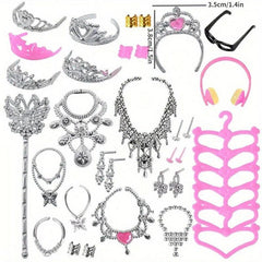 30-50pcs Doll Clothes Set: 15 Dresses, 5 Gowns, 5 Bikinis, 5 Outfits, 15 Shoes