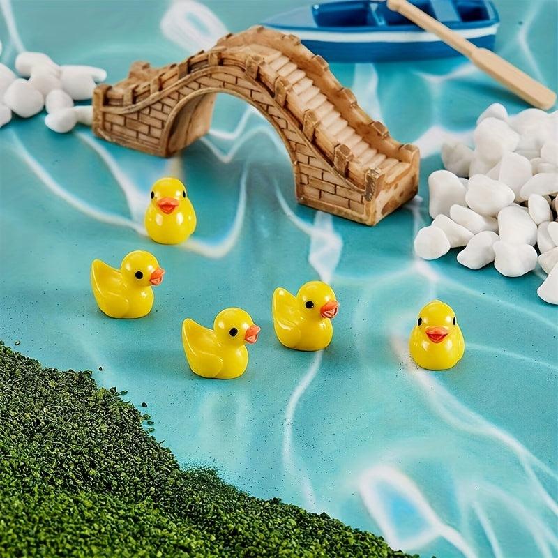 50pcs Mini Resin Ducks DIY Garden Decoration Dollhouse Little Yellow Duck