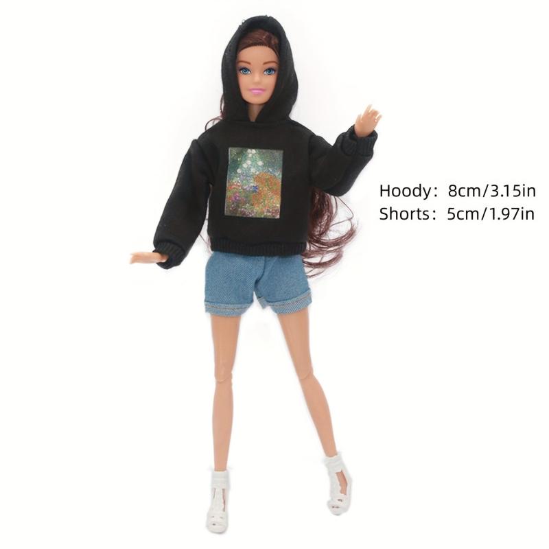 Y2K Doll Suit Street Style Hoody Denim Shorts 2pcs Set