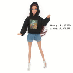 Y2K Doll Suit Street Style Hoody Denim Shorts 2pcs Set