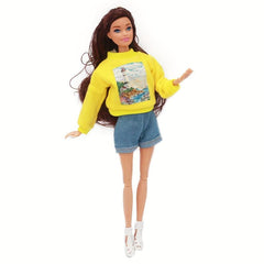 Y2K Doll Suit Street Style Hoody Denim Shorts 2pcs Set
