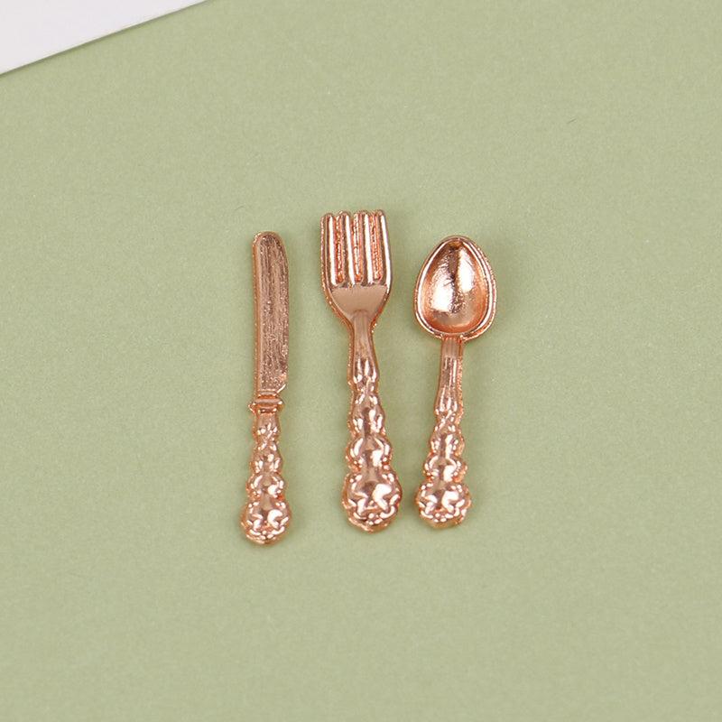 Mini Ceramic Plate Fork Spoon Set Tableware Toy Doll Home Accessories
