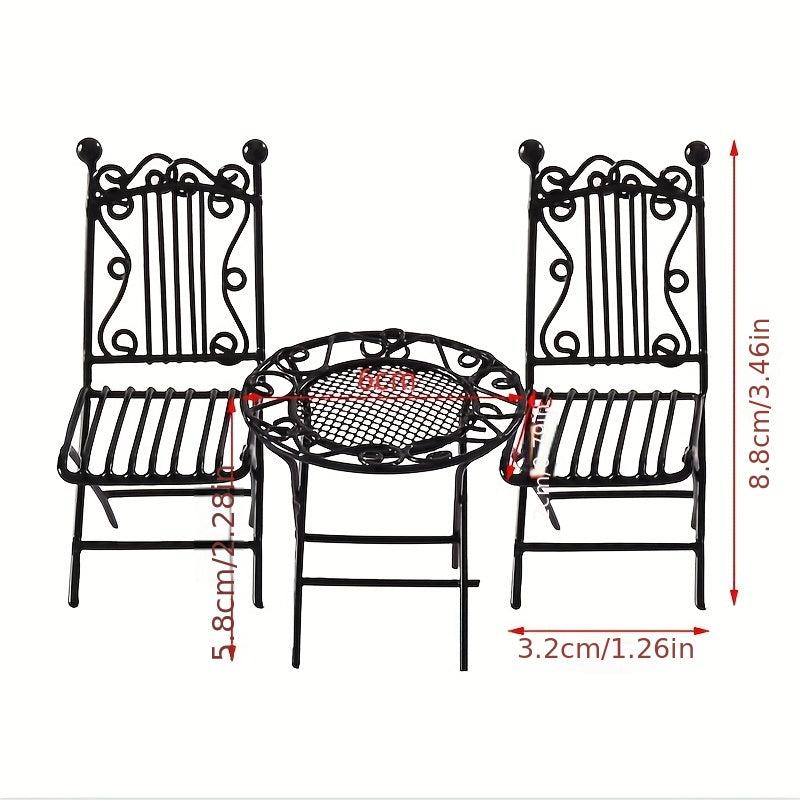 1:12 Dollhouse Table Chair Set Home Balcony Garden Decor Toy