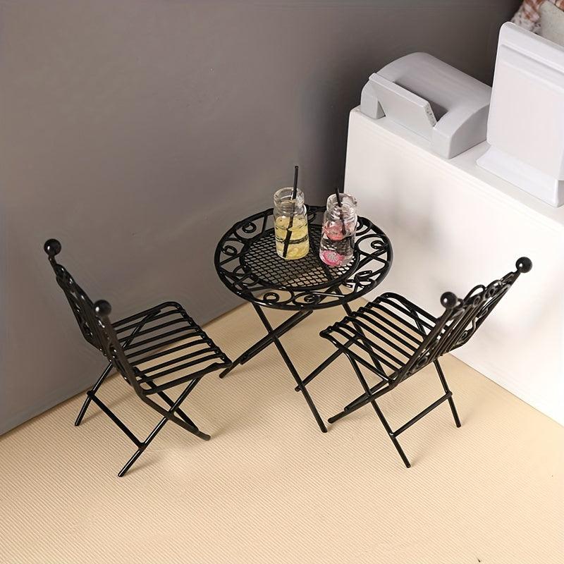 1:12 Dollhouse Table Chair Set Home Balcony Garden Decor Toy