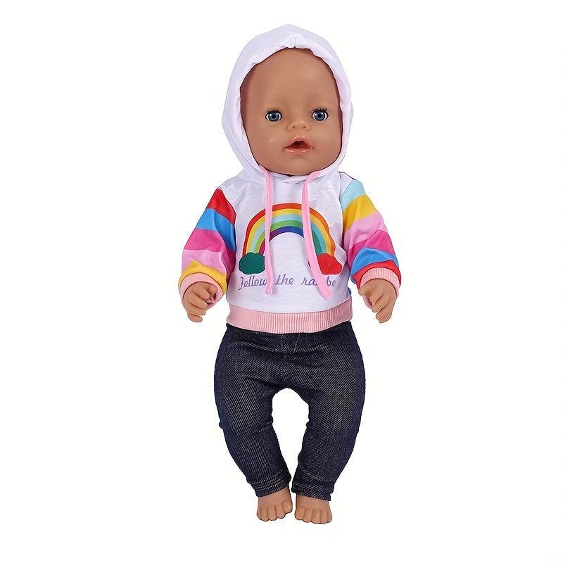 Rainbow Sweatshirt for American Girls Doll, 18-72 cm