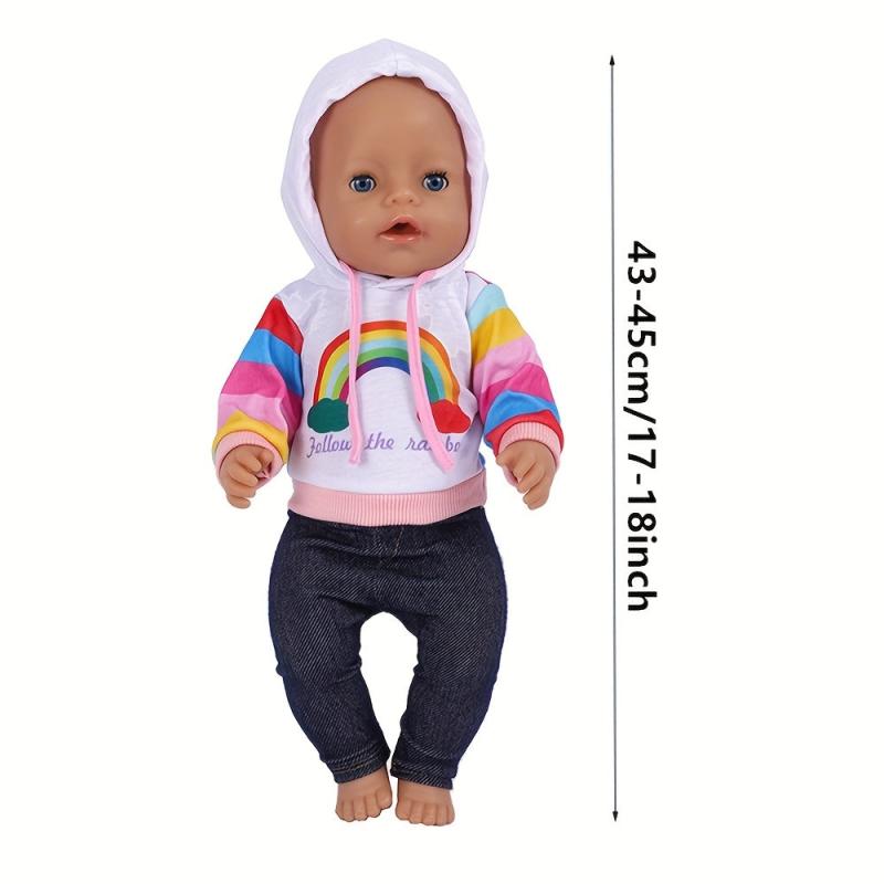 Rainbow Sweatshirt for American Girls Doll, 18-72 cm