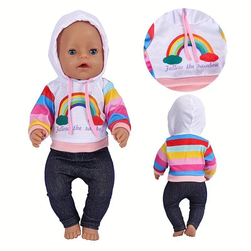 Rainbow Sweatshirt for American Girls Doll, 18-72 cm