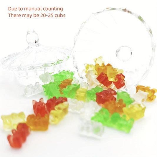 20pcs Mini Resin Colorful Bear Ornaments DIY Dollhouse Candy Decoration
