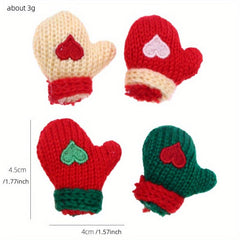 Dollhouse Mini Christmas Gloves Knitted Love Doll Accessories