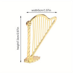 Miniature Harp Model Dollhouse Musical Instrument Toy