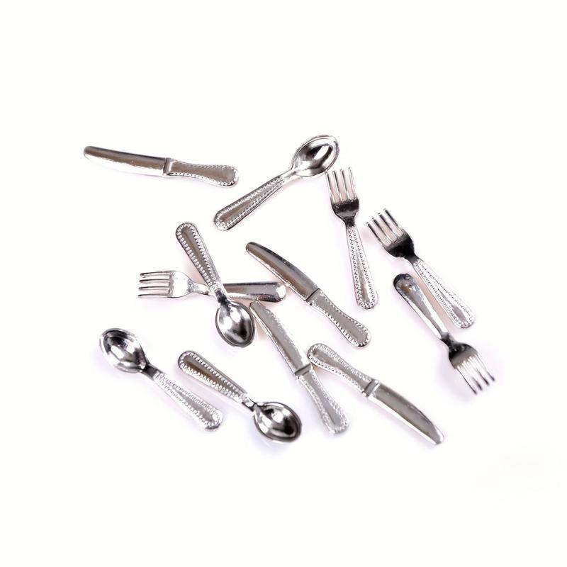 12pcs Mini Dollhouse Scene Model Doll House Accessories And Fork