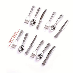 12pcs Mini Dollhouse Scene Model Doll House Accessories And Fork