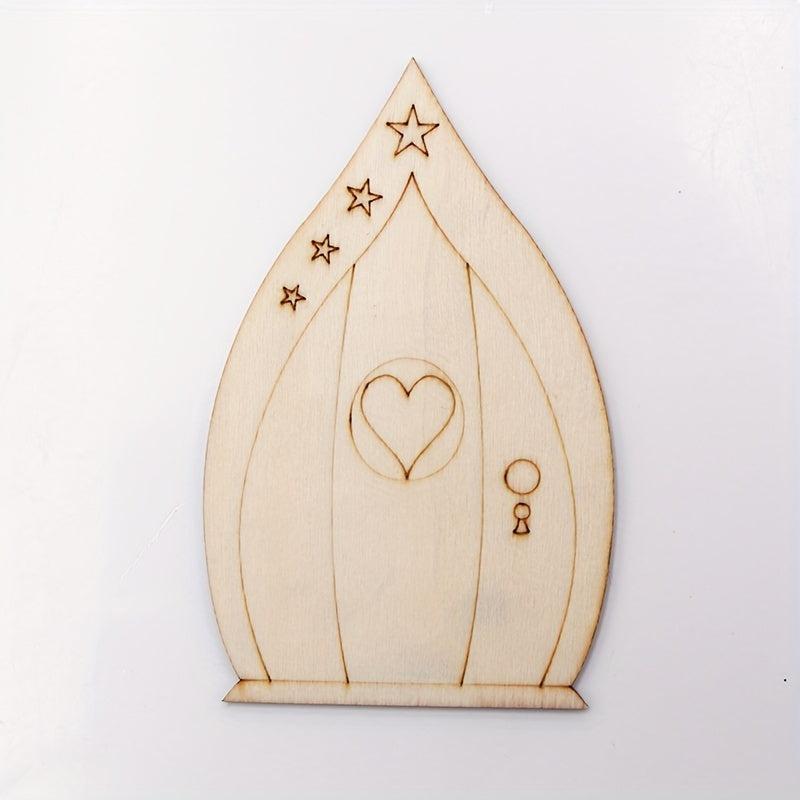 6pcs Mini Wooden Fairy Doors Unpainted for DIY Craft