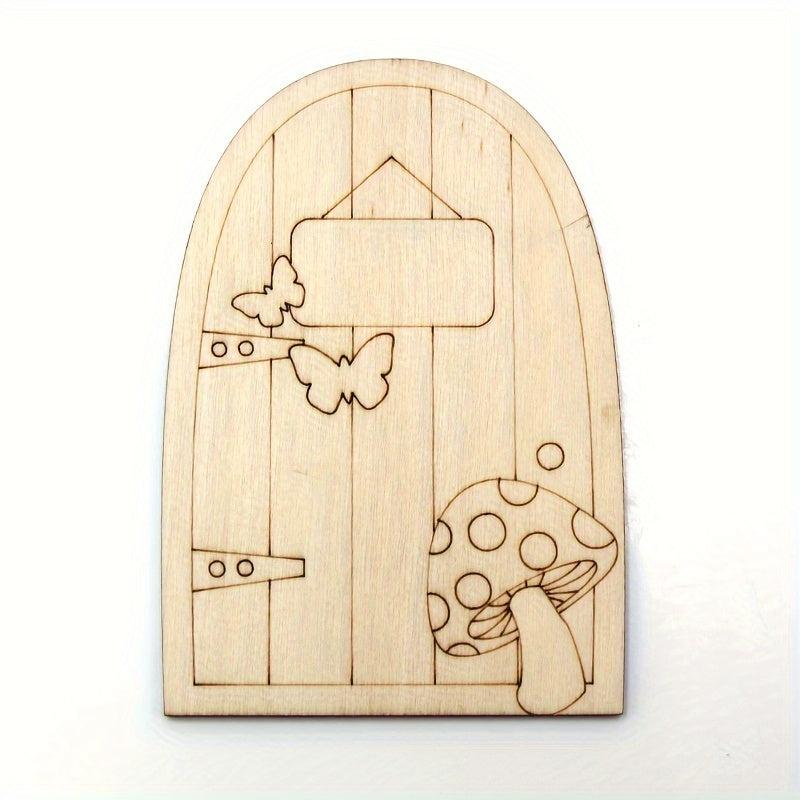 6pcs Mini Wooden Fairy Doors Unpainted for DIY Craft