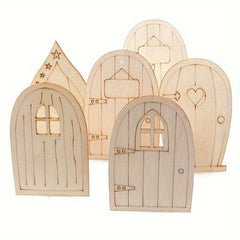 6pcs Mini Wooden Fairy Doors Unpainted for DIY Craft