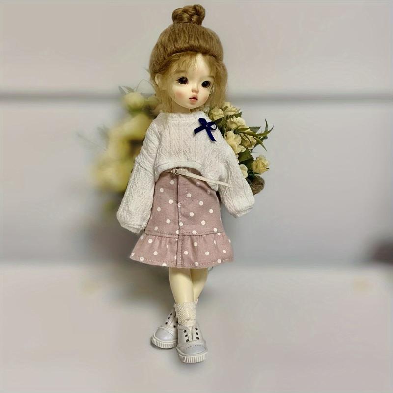 1/6 BJD Pink Polka Dot Fishtail Skirt and Waistcoat Set