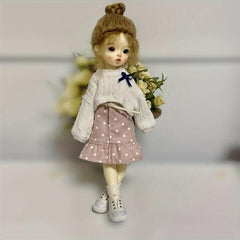 1/6 BJD Pink Polka Dot Fishtail Skirt and Waistcoat Set
