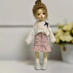 1/6 BJD Pink Polka Dot Fishtail Skirt and Waistcoat Set