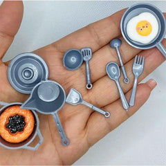10pcs Plastic Mini Pots & Pans 1:12 Toy House Mini Kitchen Accessories