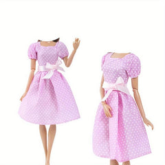 Multicolor Outfit Wave Point Dress Shirt Denim Grid Skirt for 11 8 Inch Doll