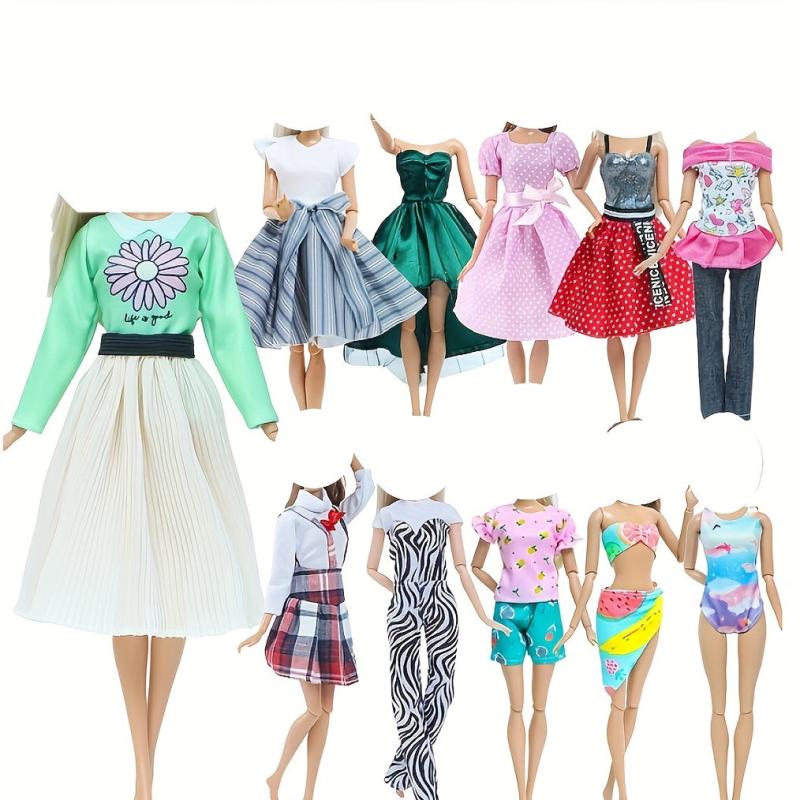 Multicolor Outfit Wave Point Dress Shirt Denim Grid Skirt for 11 8 Inch Doll